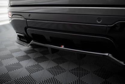 Maxton Mittlerer Diffusor Heck Ansatz DTM Look für Land Rover Range Rover Evoque HSE Dynamic Mk1 Facelift schwarz Hochglanz
