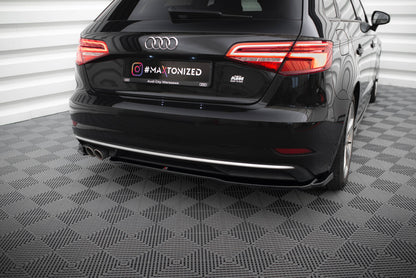 Maxton Heck Ansatz Flaps Diffusor für Audi A3 Sportback 8V Facelift schwarz Hochglanz