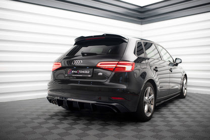 Maxton Spoiler CAP für Audi A3 Sportback 8V Facelift schwarz Hochglanz