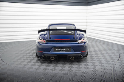 Maxton Heck Ansatz Flaps Diffusor für Porsche 718 Cayman GT4 RS 982c schwarz Hochglanz