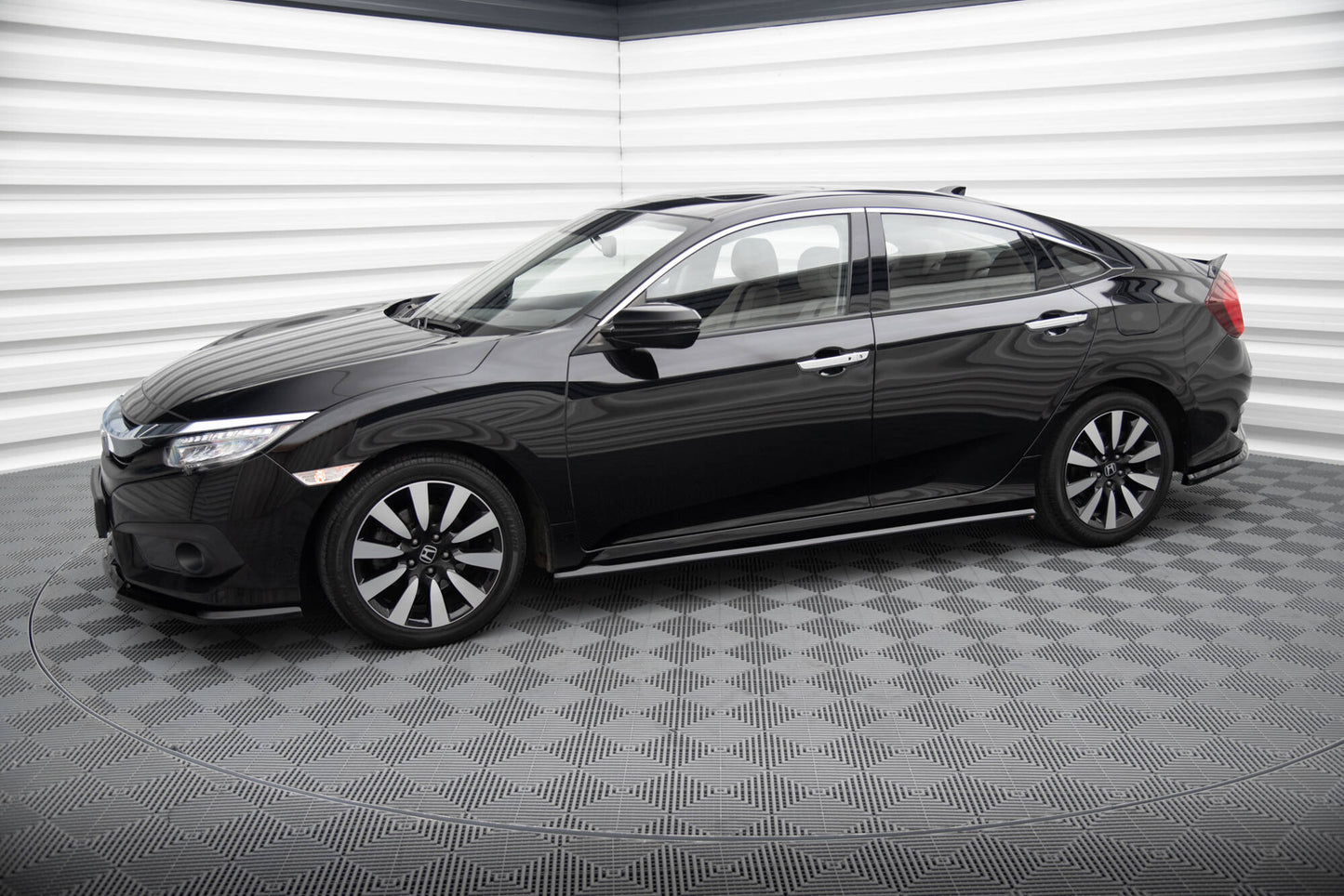 Maxton Seitenschweller Ansatz für Honda Civic Mk10 schwarz Hochglanz