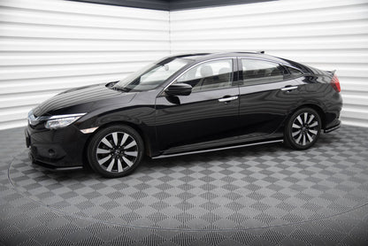 Maxton Seitenschweller Ansatz für Honda Civic Mk10 schwarz Hochglanz