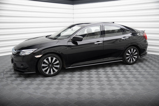 Maxton Seitenschweller Ansatz für Honda Civic Mk10 schwarz Hochglanz