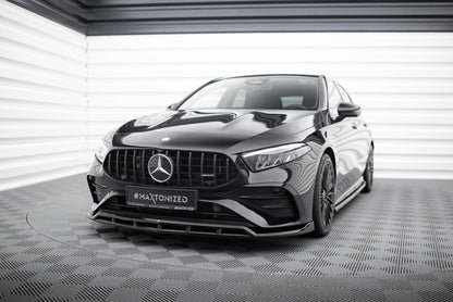 Maxton Front Ansatz für Mercedes-AMG A35 W177 Facelift schwarz Hochglanz