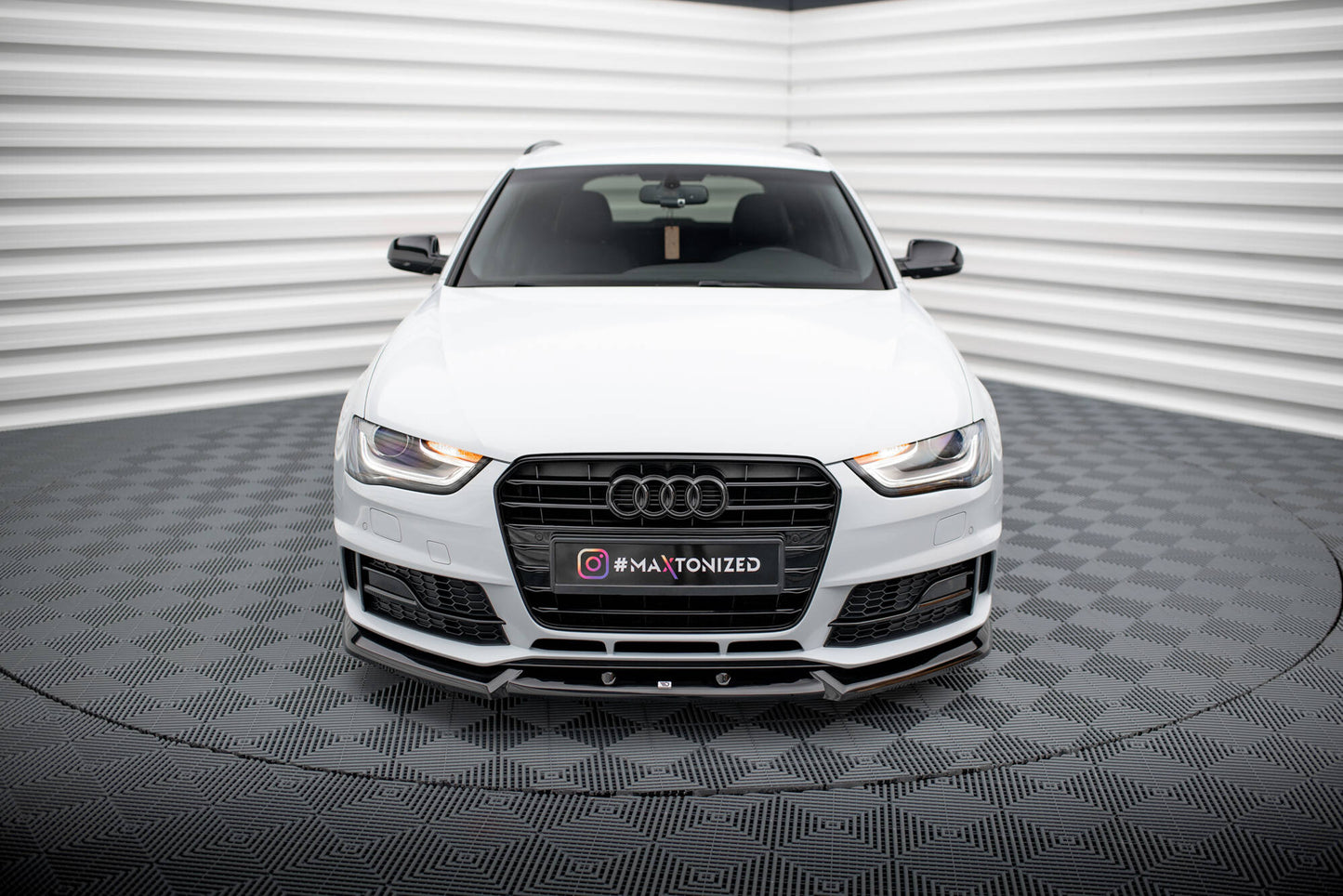 Maxton Front Ansatz V.1 für Audi A4 Competition B8 Facelift schwarz Hochglanz