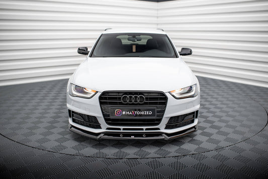 Maxton Front Ansatz V.1 für Audi A4 Competition B8 Facelift schwarz Hochglanz