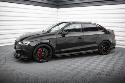 Maxton Street Pro Seitenschweller Ansatz für V.1 für + Flaps Audi RS3 Limousine 8V Facelift schwarz Hochglanz