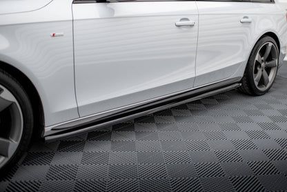 Maxton Seitenschweller Ansatz für V.3 für Audi A4 / A4 S-Line / S4 B8  schwarz Hochglanz