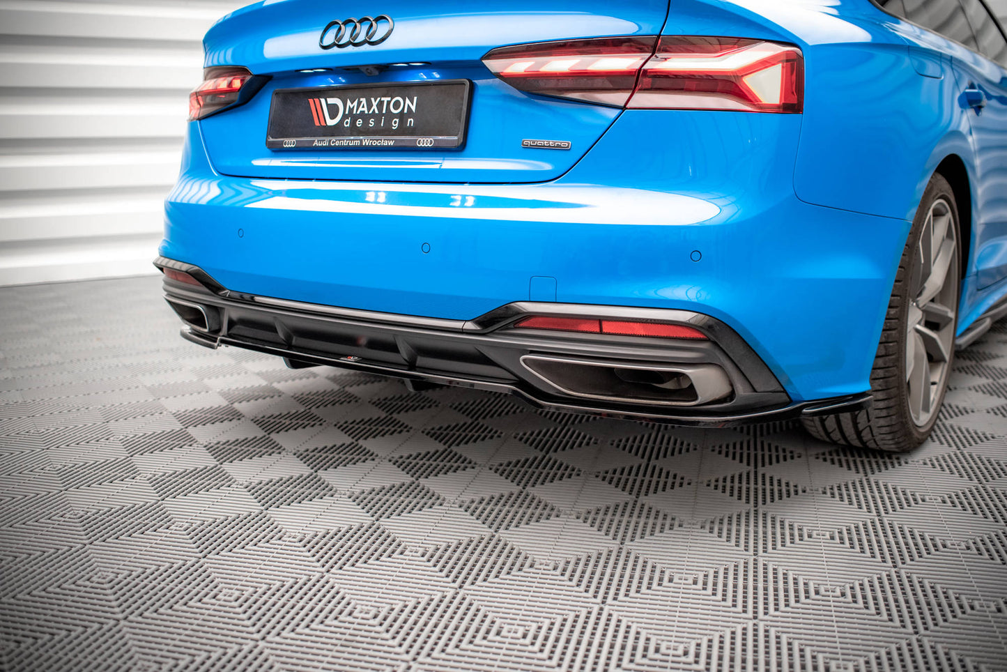 Maxton Mittlerer Diffusor Heck Ansatz DTM Look für Audi A5 S-Line F5 Facelift schwarz matt