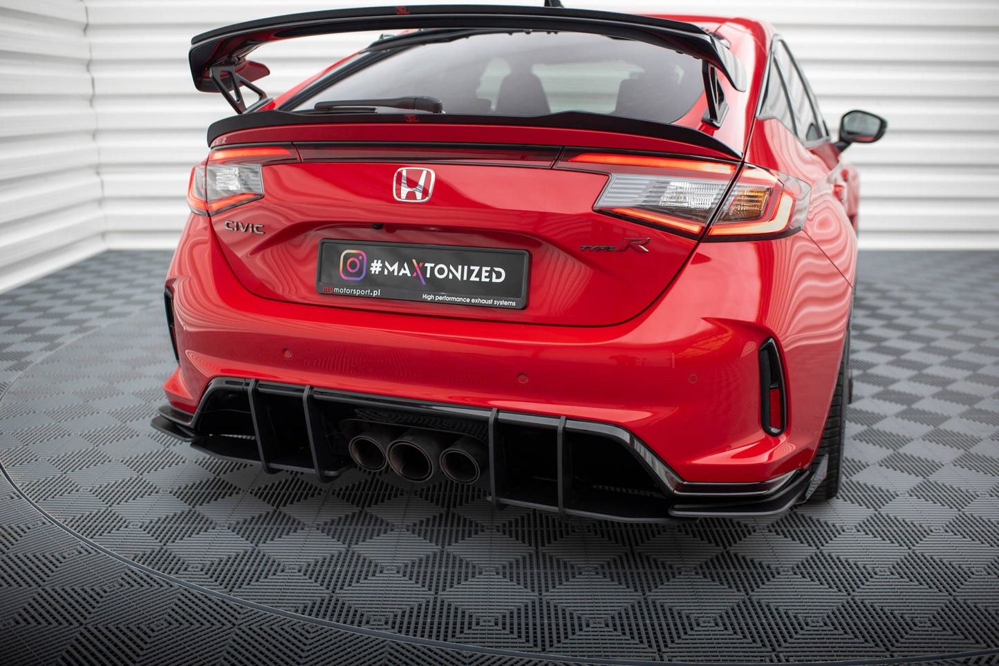 Maxton Street Pro Heck Ansatz Flaps Diffusor +Flaps für Honda Civic Type-R Mk 11 schwarz Hochglanz