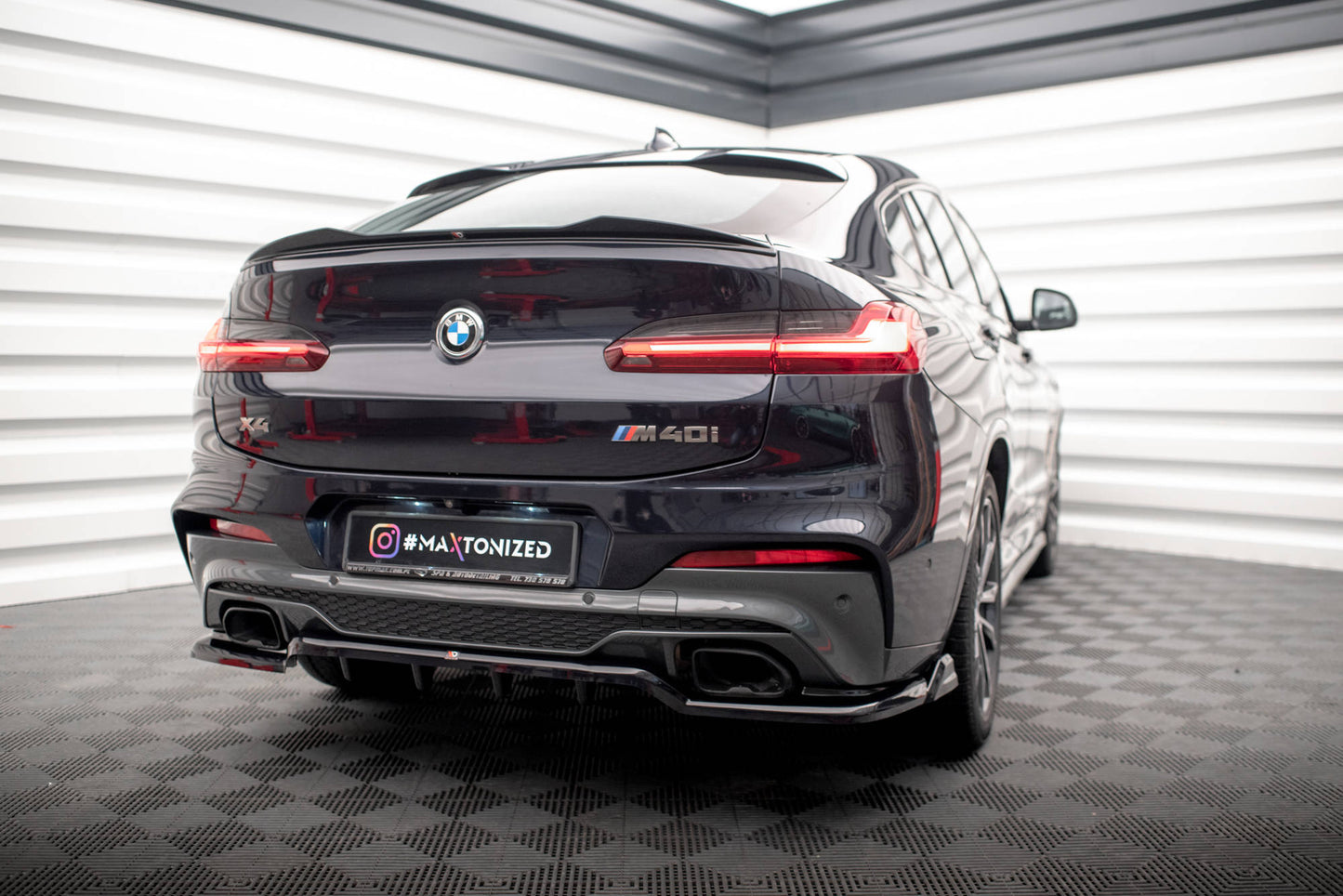 Maxton Spoiler CAP für 3D BMW X4 M-Paket G02 schwarz Hochglanz