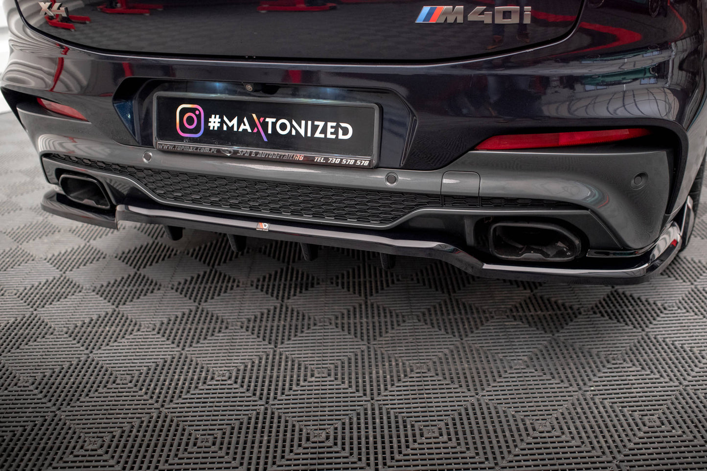 Maxton Mittlerer Diffusor Heck Ansatz DTM Look für V.2 BMW X4 M40i G02 schwarz Hochglanz