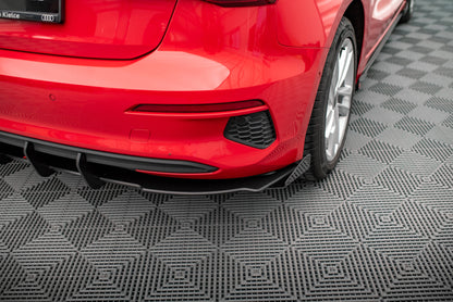 Maxton Robuste Racing Diffusor Heck Ansatz +Flaps für Audi A3 Sportback 8Y schwarz Hochglanz