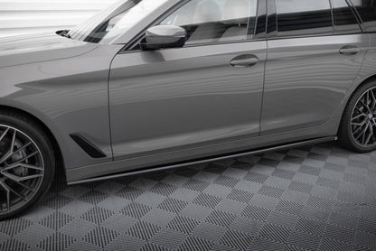 Maxton Seitenschweller Ansatz für BMW 5er G30 / G31 Facelift schwarz Hochglanz