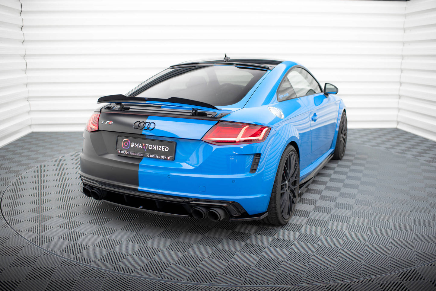 Maxton Heck Ansatz Flaps Diffusor für Audi TT S 8S Facelift schwarz Hochglanz