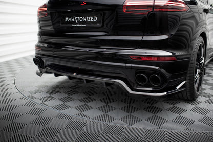 Maxton Mittlerer Diffusor Heck Ansatz DTM Look für Porsche Cayenne Mk2 Facelift schwarz Hochglanz