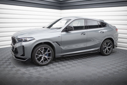 Maxton Seitenschweller Ansatz für V.1 für BMW X6 M-Paket G06 Facelift schwarz Hochglanz