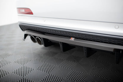 Maxton Hinten Splitter (mit einem vertikalem balken) Audi Q3 S-line 8U schwarz Hochglanz