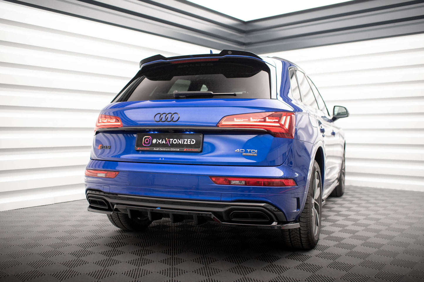 Maxton Spoiler CAP für Audi Q5 S-Line SUV Mk2 Facelift schwarz Hochglanz