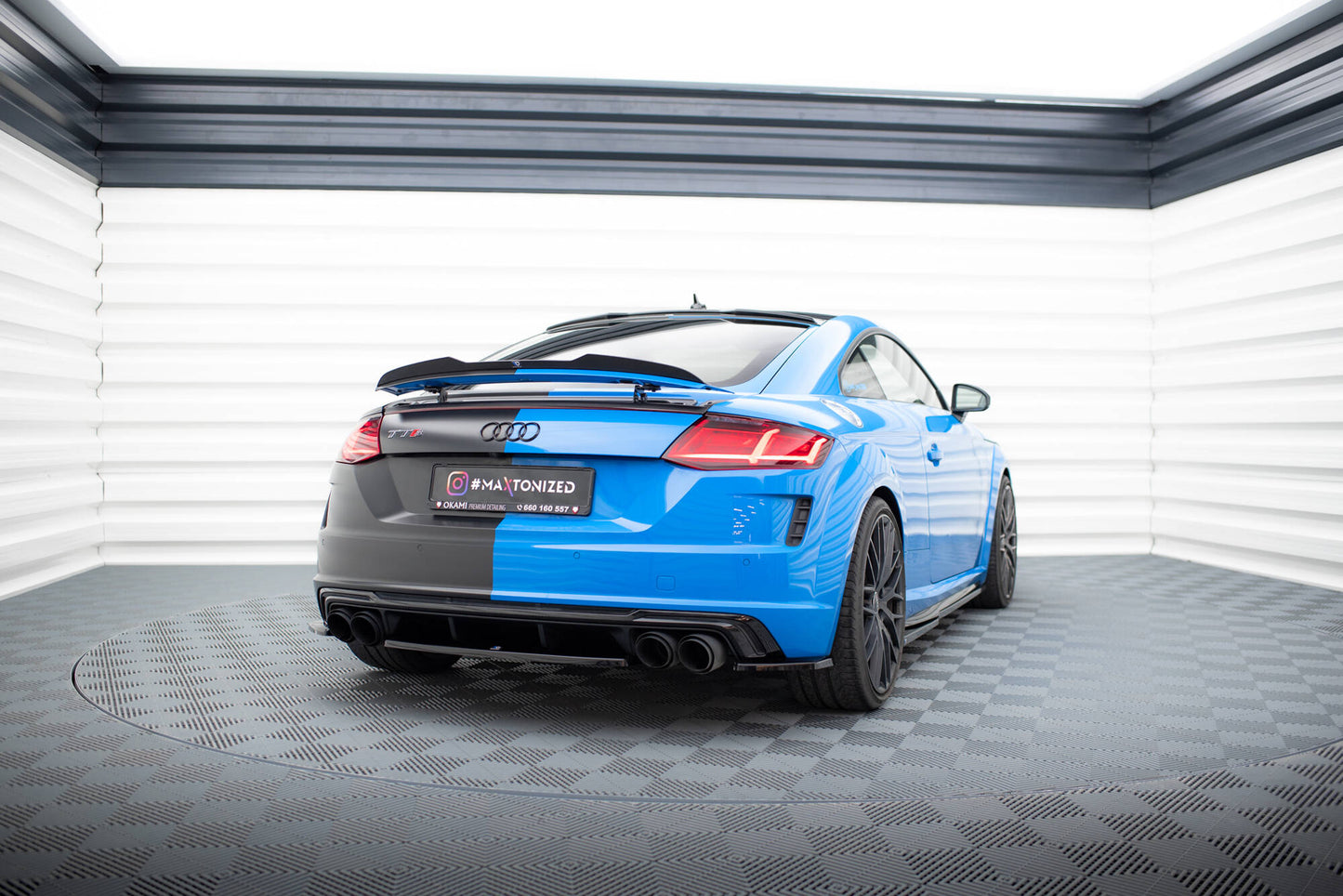 Maxton Heck Ansatz Flaps Diffusor für Audi TT S 8S Facelift schwarz Hochglanz