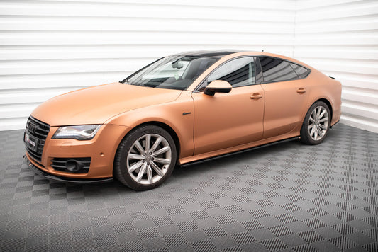 Maxton Seitenschweller Ansatz für V.2 für Audi A7 S-Line C7 schwarz Hochglanz