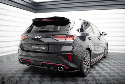 Maxton Mittlerer Diffusor Heck Ansatz DTM Look für Kia Ceed GT Mk3 Facelift schwarz Hochglanz