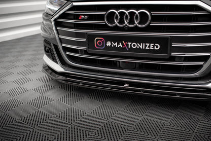 Maxton Front Ansatz V.1 für Audi S8 / A8 S-Line D5 schwarz Hochglanz