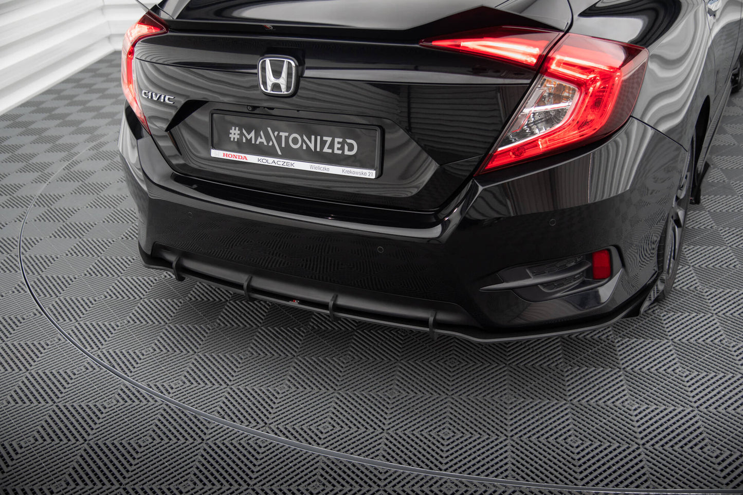 Maxton Street Pro Heck Ansatz Flaps Diffusor +Flaps für Honda Civic Mk10 schwarz Hochglanz