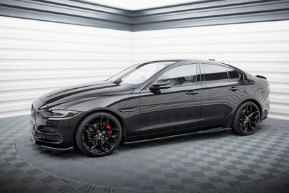 Maxton Seitenschweller Ansatz für Jaguar XE X760 Facelift schwarz Hochglanz