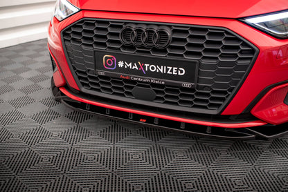 Maxton Front Ansatz V.1 für Audi A3 8Y schwarz Hochglanz