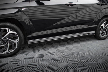 Maxton Seitenschweller Ansatz für Hyundai Kona N-line Mk2 schwarz Hochglanz