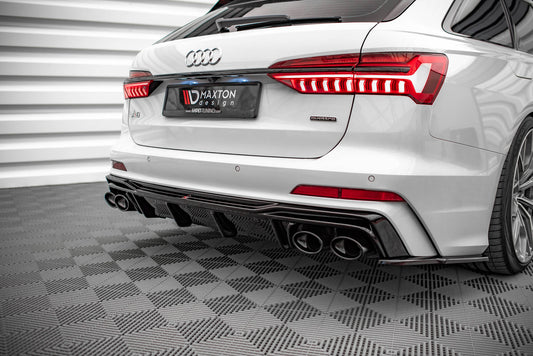 Maxton Diffusor Heck Ansatz für + Endschalldampfer Sportauspuff Attrappe Audi S6 / A6 S-Line C8