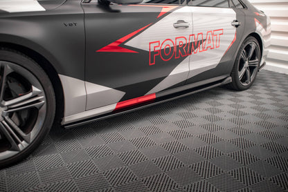 Maxton Seitenschweller Ansatz für V.2 für Audi S8 D4 schwarz Hochglanz