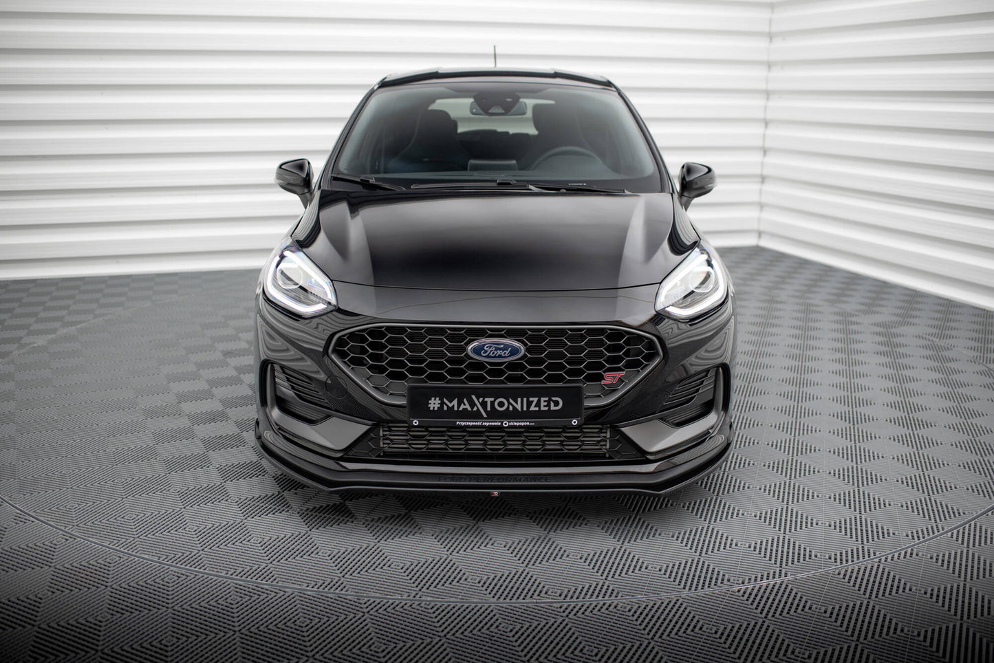 Maxton Front Ansatz V.1 für Ford Fiesta ST Mk8 Facelift schwarz Hochglanz