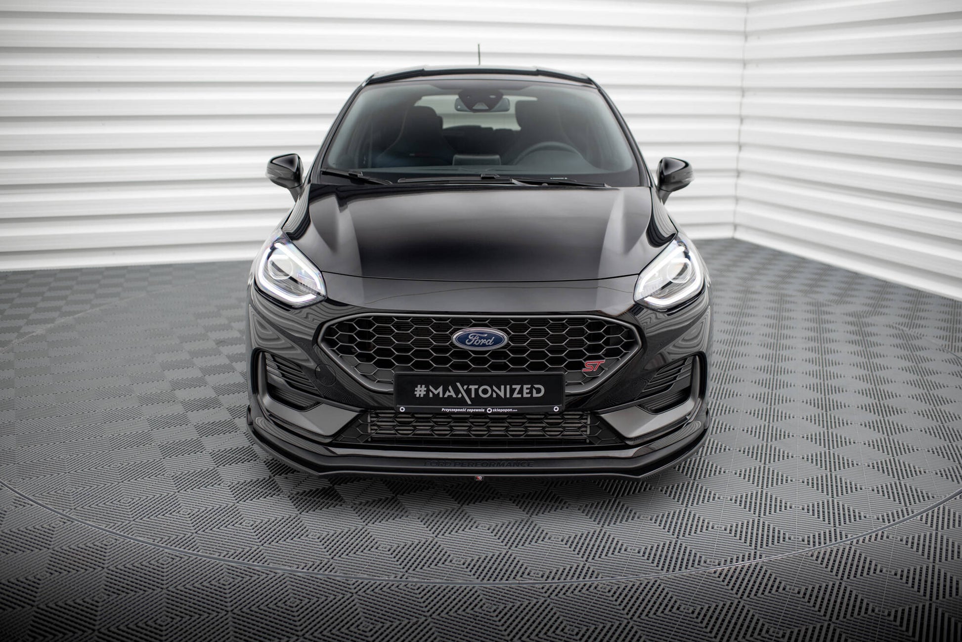 Maxton Front Ansatz V.1 für Ford Fiesta ST Mk8 Facelift schwarz Hochglanz