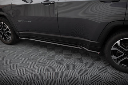 Maxton Seitenschweller Ansatz für Jeep Compass Limited Mk2 Facelift schwarz Hochglanz