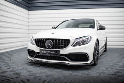 Maxton Front Ansatz V.3 für Mercedes-AMG C63 Limousine / Kombi W205 / S205 schwarz Hochglanz