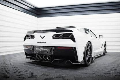 Maxton Mittlerer Diffusor Heck Ansatz DTM Look für + Heck Ansatz Flaps Diffusor für Chevrolet Corvette C7 schwarz Hochglanz
