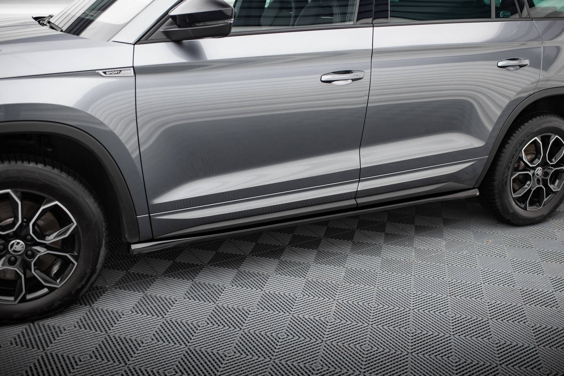 Maxton Seitenschweller Ansatz für Skoda Kodiaq Sportline Mk1 Facelift schwarz Hochglanz
