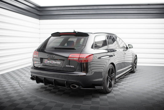 Maxton Hintere Seiten Flaps für Audi RS6 Avant C6 schwarz Hochglanz