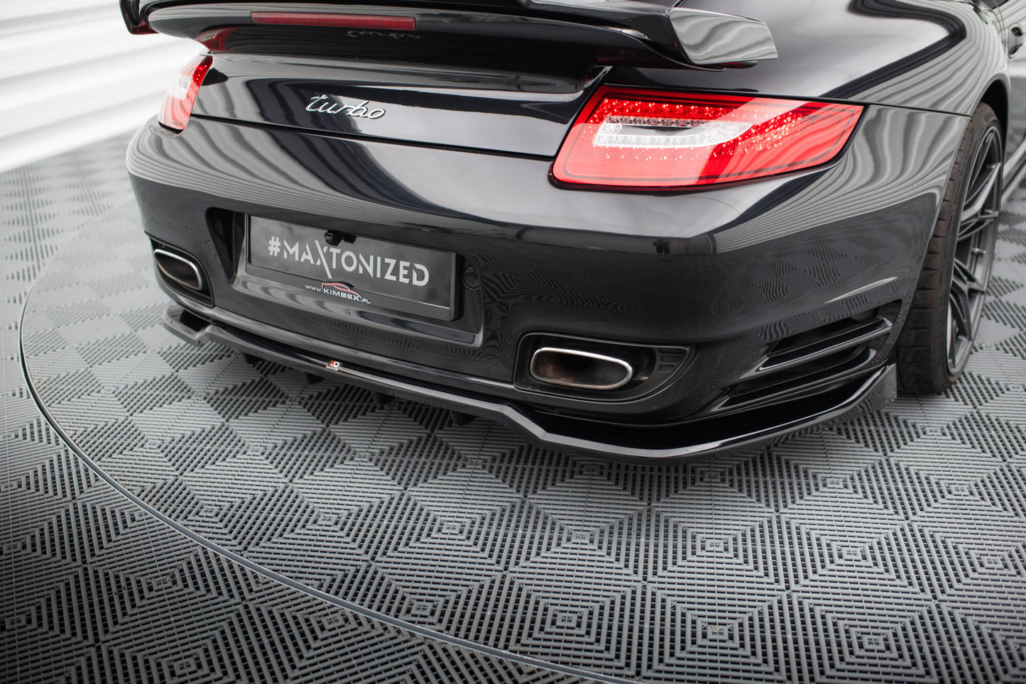 Maxton Mittlerer Diffusor Heck Ansatz DTM Look für Porsche 911 Turbo 997 schwarz Hochglanz
