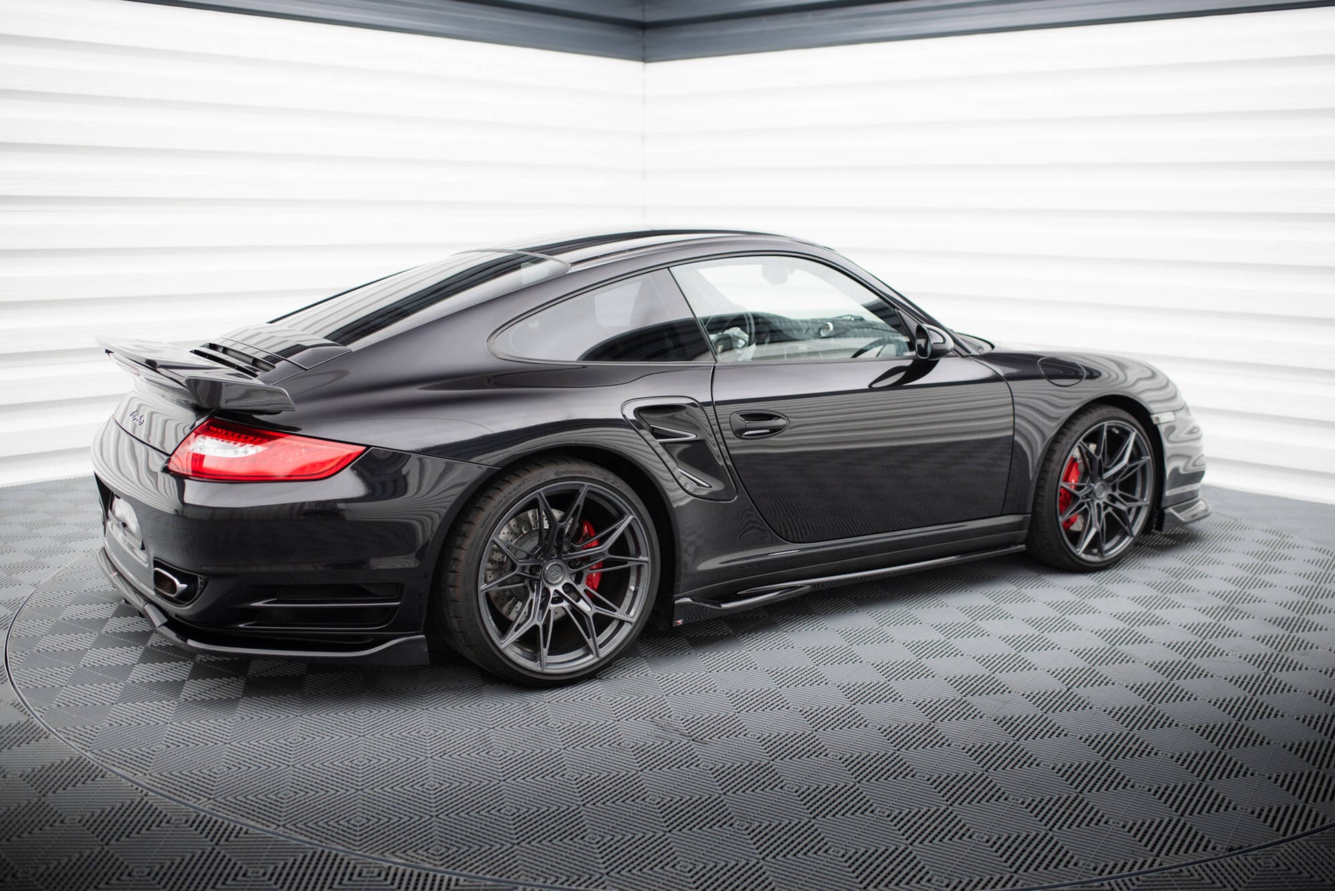 Maxton Seitenschweller Ansatz für Porsche 911 Turbo 997 schwarz Hochglanz