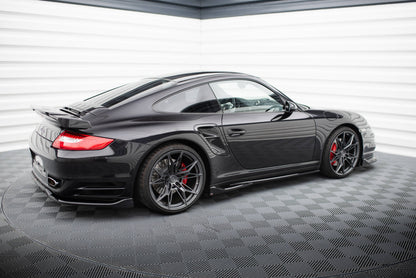 Maxton Seitenschweller Ansatz für Porsche 911 Turbo 997 schwarz Hochglanz