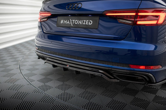 Maxton Mittlerer Diffusor Heck Ansatz DTM Look für Audi A4 Competition B9  schwarz Hochglanz
