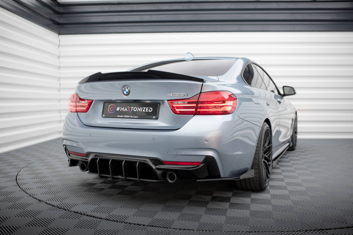 Maxton Street Pro Heck Ansatz Flaps Diffusor +Flaps für BMW 4er35i Coupe M-Paket F32 schwarz Hochglanz