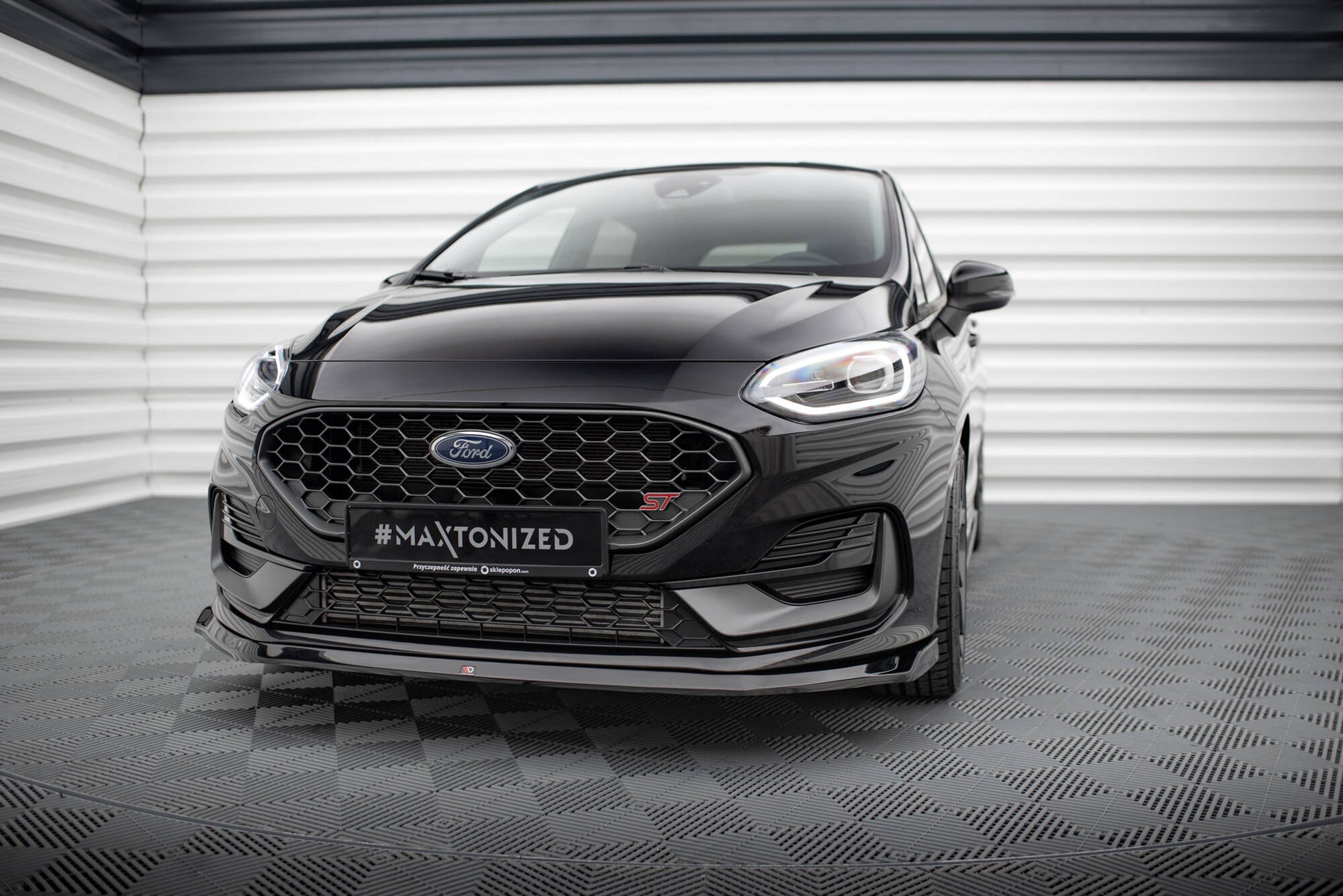 Maxton Front Ansatz V.3 für Ford Fiesta ST Mk8 Facelift schwarz Hochglanz