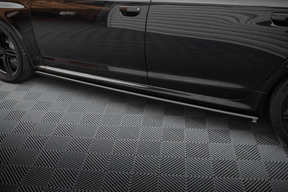 Maxton Seitenschweller Ansatz für V.2 für Audi RS6 Avant C6 schwarz Hochglanz