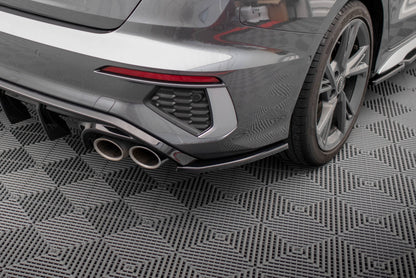 Maxton Heck Ansatz Flaps Diffusor V.2 für Audi S3 Limousine 8Y schwarz Hochglanz