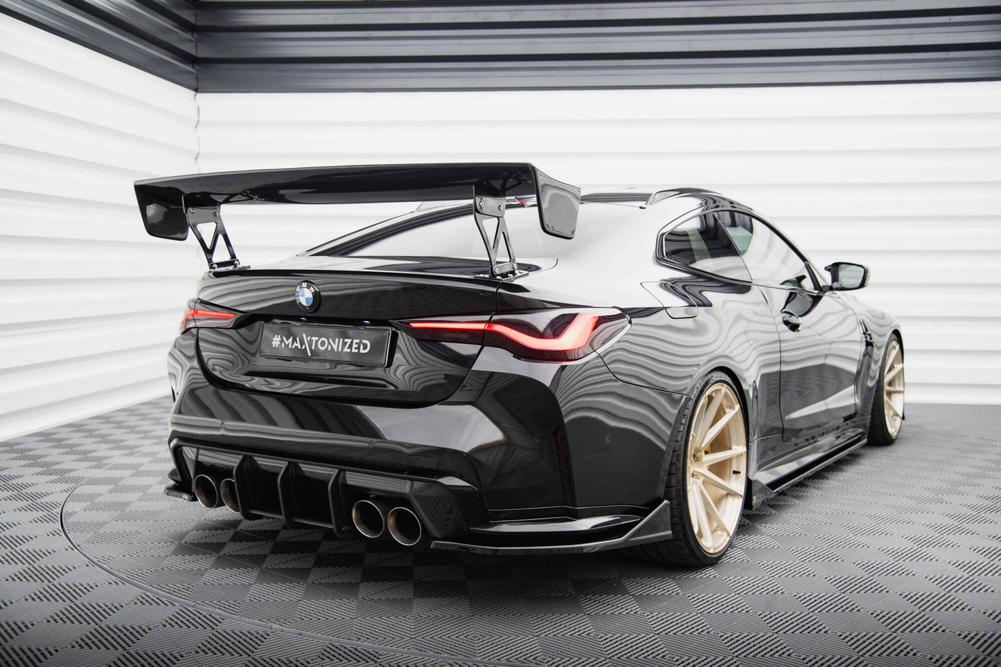 Maxton Heck Ansatz Flaps Diffusor V.4 für BMW M4 G82 schwarz Hochglanz