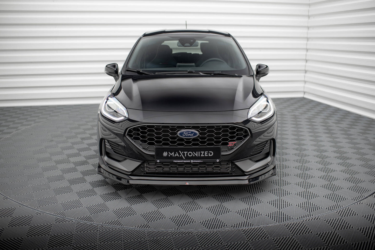 Maxton Front Ansatz V.3 für Ford Fiesta ST Mk8 Facelift schwarz Hochglanz